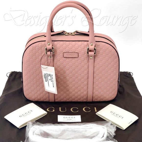 NEW GUCCI Micro GG Guccissima BREE Soft Pink Leather Medium Boston Bag $1,690 - Picture 15 of 16